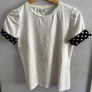 ZARA WHITE SHIRT WITH POLKA DOT SHORT SLEEVES